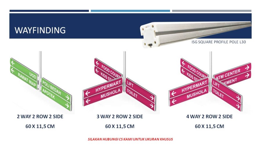 Way Finding - 2 way 2 Row 2 Side 60 x 11,5 cm